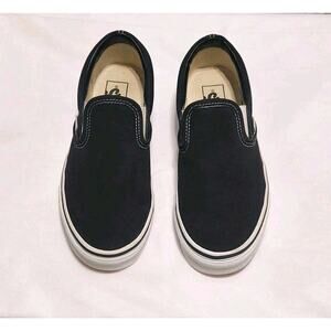 Vans Shoes Mens Size 6.5 Off The Wall Slip On Sneakers Black Canvas Skateboard